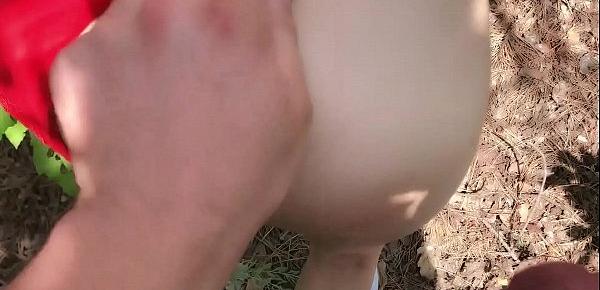  I took my stepsister to the forest, she did a blowjob, I fucked her from behind and cum in her panties
